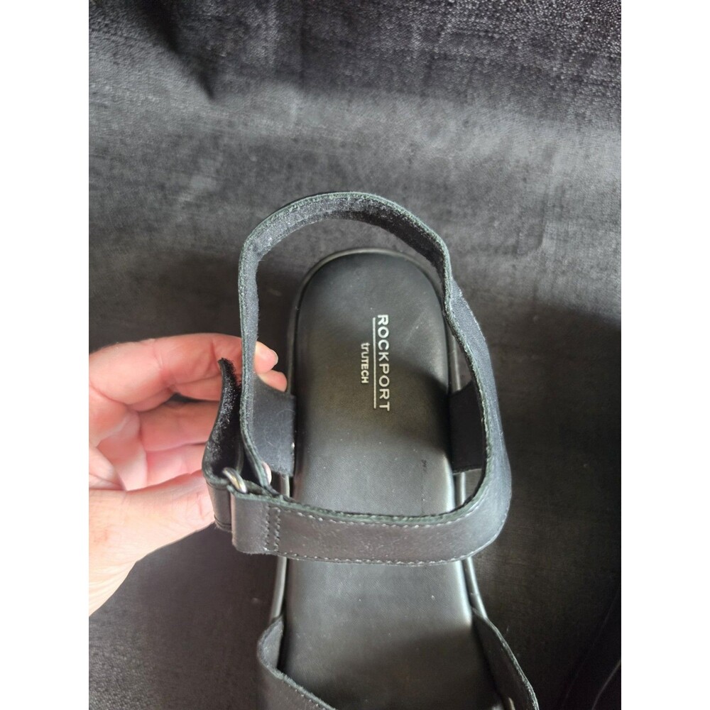Women's Rockport Amira Wedge Sandal Black Leather Size 11M - Picture 9 of 10